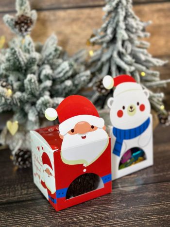 Коробка подарочная кубик для новогоднего подарка Дед мороз, 100х100х189 мм