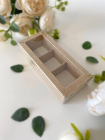Упаковка под 3 конфеты с тонкими разделителями, крафт — изображение 2