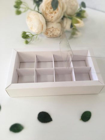 Коробка под 8 конфет с тонкими разделителями, белый — изображение 2