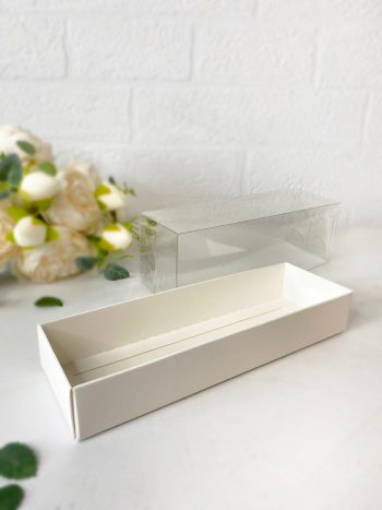 Коробка с прозрачной крышкой под макаронс/зефир, белая — изображение 3