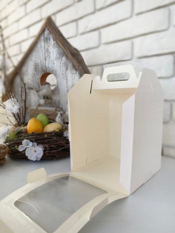 Коробка под кулич с окном с фронтальной загрузкой, белая — изображение 3