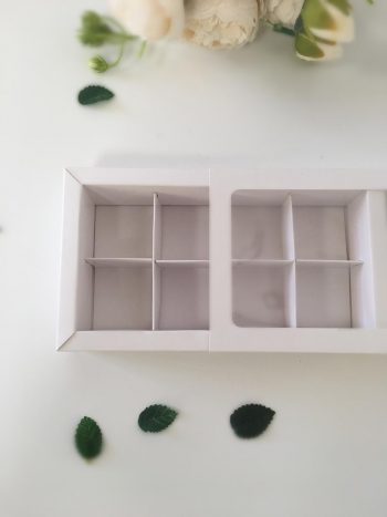 Коробка под 8 конфет (пенал) с тонкими разделителями, белый — изображение 2