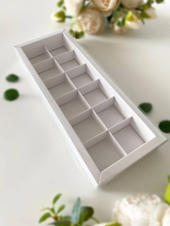 Коробка под 12 конфет с тонкими разделителями, белый — изображение 2