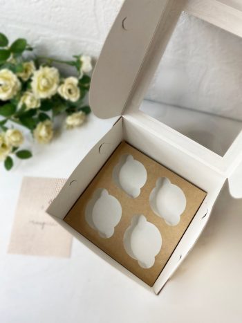 Упаковка под 4 капкейка/пирожных/бенто-торт с окном, крафт — изображение 2