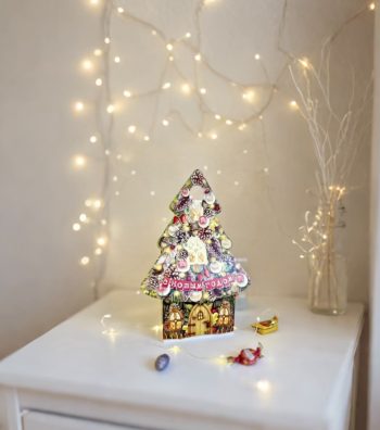 Коробка новогодняя подарочная Ёлка-Теремок, 157х95х225 (+140) мм (коробка-елочка) — изображение 2