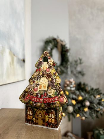 Коробка новогодняя подарочная Ёлка-Теремок, 157х95х225 (+140) мм (коробка-елочка) — изображение 3