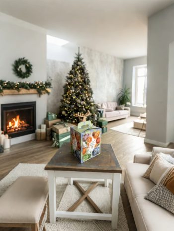 Коробка подарочная куб Магия праздника, 124х134х156 (+40) мм — изображение 4