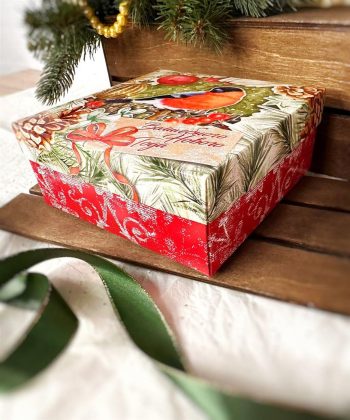 Коробка новогодняя подарочная Краски зимы, 158х158х63 мм (крышка дно) — изображение 2