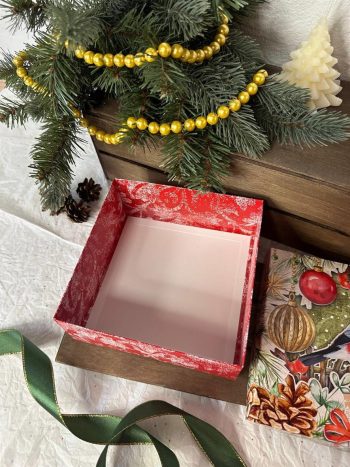 Коробка новогодняя подарочная Краски зимы, 158х158х63 мм (крышка дно) — изображение 3