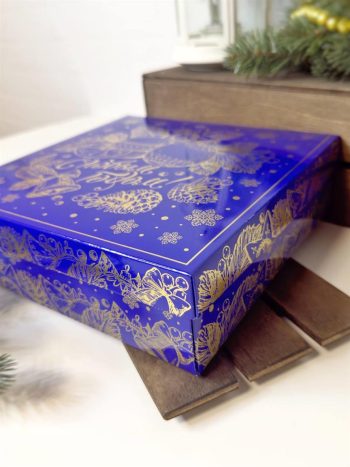 Коробка подарочная синяя Зимнее вдохновение, 223х223х63 мм — изображение 2