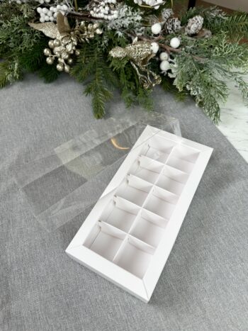 Коробка с прозрачной крышкой с тонкими разделителями 10 конфет, белый — изображение 4