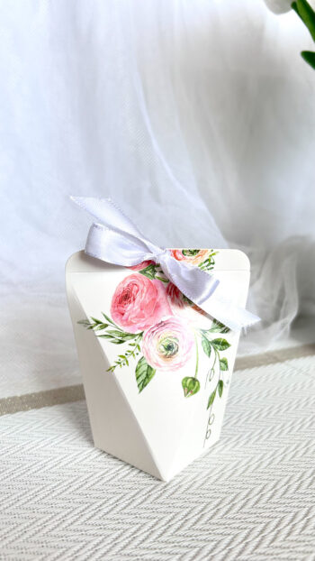 Коробочка с лентой для 1 печенья, Цветы