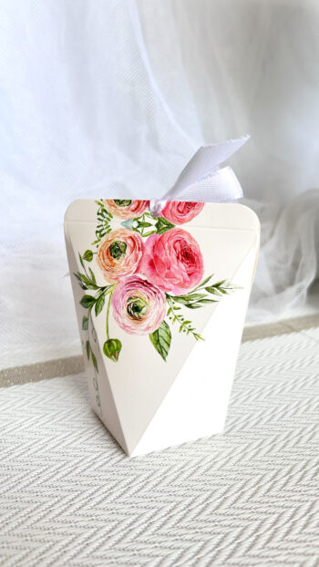 Коробочка с лентой для 1 печенья, Цветы — изображение 2