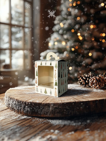 Коробка с окном под 1 капкейк/маффин/пирожное с окном Ёлочки, 92х92х111 — изображение 2