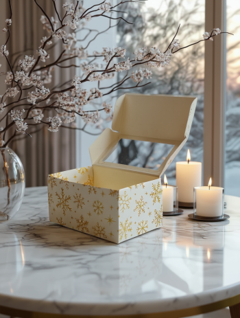 Коробка с окном под 2 капкейка Снежинки на белом, 160х100х80 мм — изображение 4