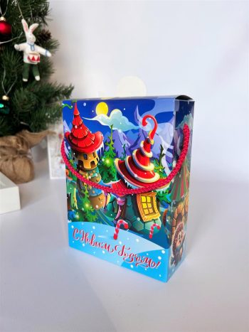 Коробка новогодняя подарочная Ветерок, 140х55х190 мм (коробка со шнурком) — изображение 3