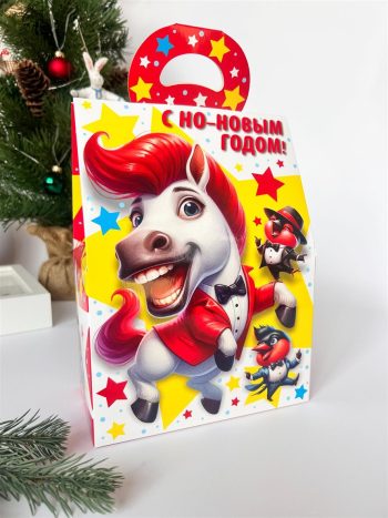 Коробка новогодняя подарочная Конь-Огонь, 172х95х240 (+56) мм — изображение 2