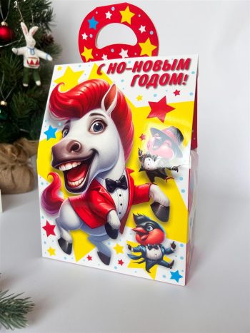 Коробка новогодняя подарочная Конь-Огонь, 172х95х240 (+56) мм