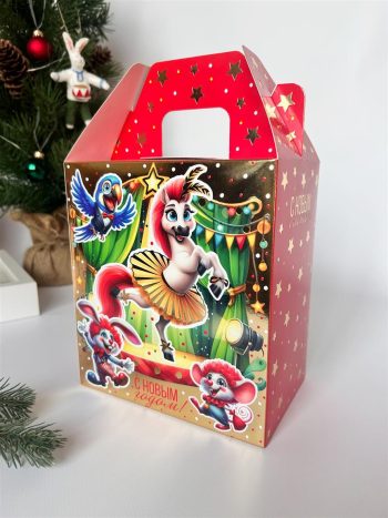 Коробка новогодняя подарочная Большой Цирк, 170х110х190 (+45) мм — изображение 3