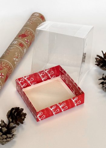 Коробка с прозрачной крышкой под под капкейки/пирожные/бенто-торт Праздничная Гирлянда, 100*100*100 мм — изображение 4