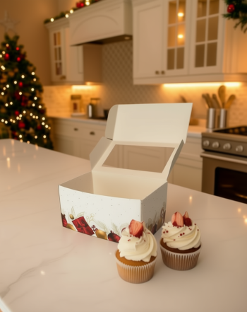 Коробка с окном под 2 капкейка Подарочек, 100х160х80 мм — изображение 2