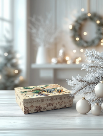 Коробка новогодняя подарочная Новогодняя гармония, 210х150х57 мм (крышка/дно без окна) — изображение 2