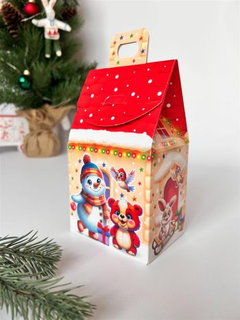Коробка новогодняя подарочная Зимний праздник, 91х70х157 (+30) мм (домик) — изображение 3