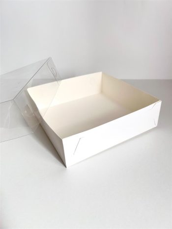 Коробка с прозрачной крышкой под клубнику в шоколаде/моти/зефир/печенье, 200х200х60 мм, Белый — изображение 2