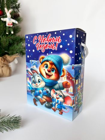 Коробка новогодняя подарочная Ночная прогулка, 140х55х190 мм