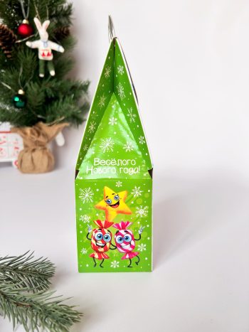 Коробка новогодняя подарочная Новогоднее веселье, 90х70х200 (+30) мм (домик) — изображение 2