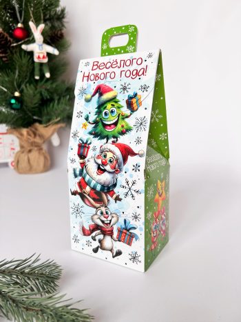 Коробка новогодняя подарочная Новогоднее веселье, 90х70х200 (+30) мм (домик) — изображение 3