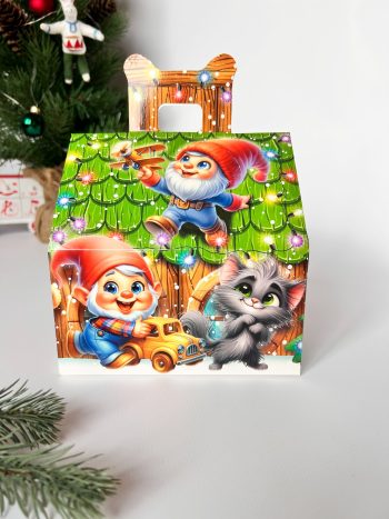 Коробка подарочная Помощники Деда Мороза, 160х140х155 (+52) мм