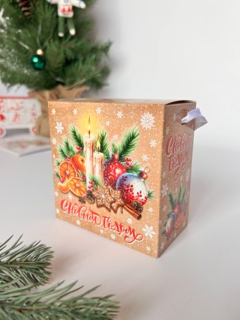 Коробка новогодняя подарочная Ноктюрн, 110х60х110 мм (моноблок с лентой) — изображение 2