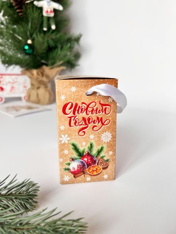 Коробка новогодняя подарочная Ноктюрн, 110х60х110 мм (моноблок с лентой) — изображение 3